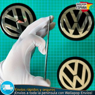 X4 Emblemas Volkswagen 120mm Tapacubos Logo Negro