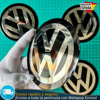 X4 Emblemas Volkswagen 120mm Tapacubos Logo Negro