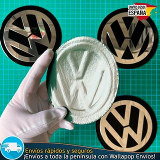 X4 Emblemas Volkswagen 120mm Tapacubos Logo Negro