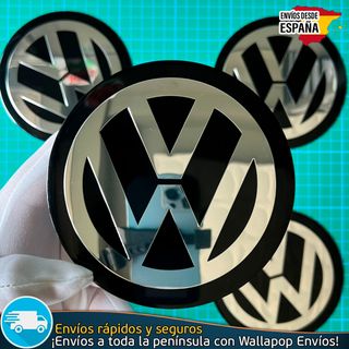 X4 Emblemas Volkswagen 120mm Tapacubos Logo Negro