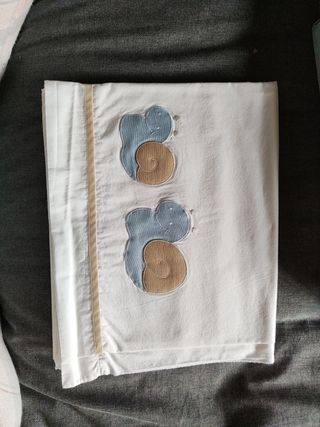 Sabana y funda de almohada cuna bebé 
