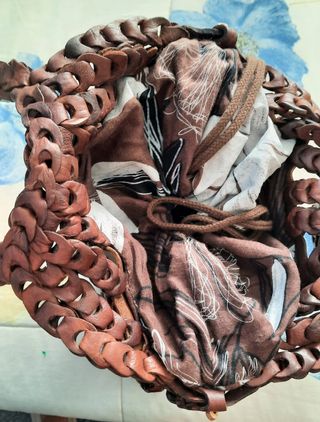 Bolso de mano de cuero auténtico marrón