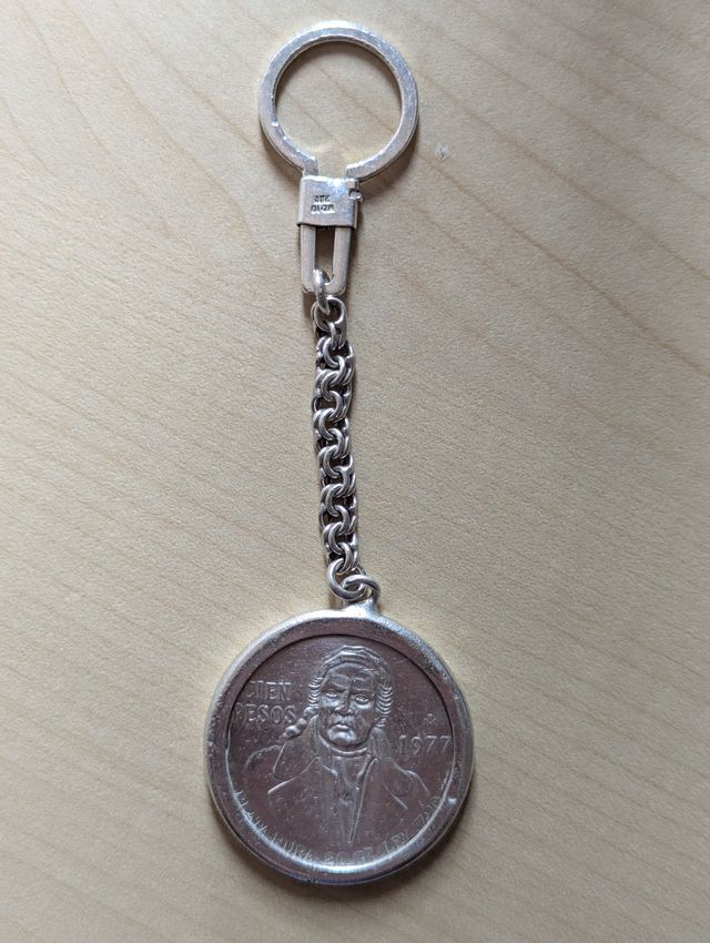 Llavero moneda 100 pesos mexicanos plata 1977
