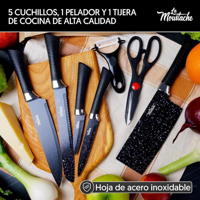 Juego de Cuchillos de Cocina, Tijeras y Pelador de
