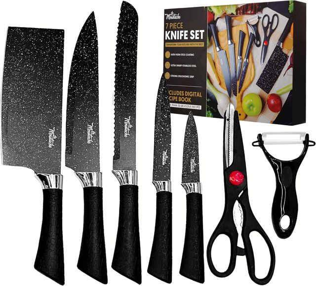 Juego de Cuchillos de Cocina, Tijeras y Pelador de