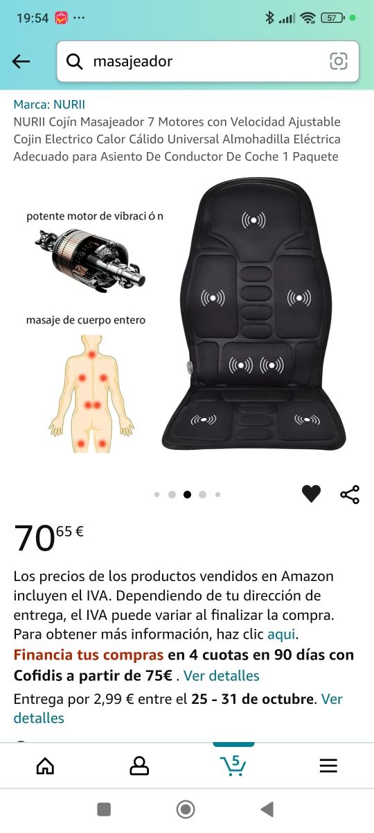 Asiento Masajeador y calefactor