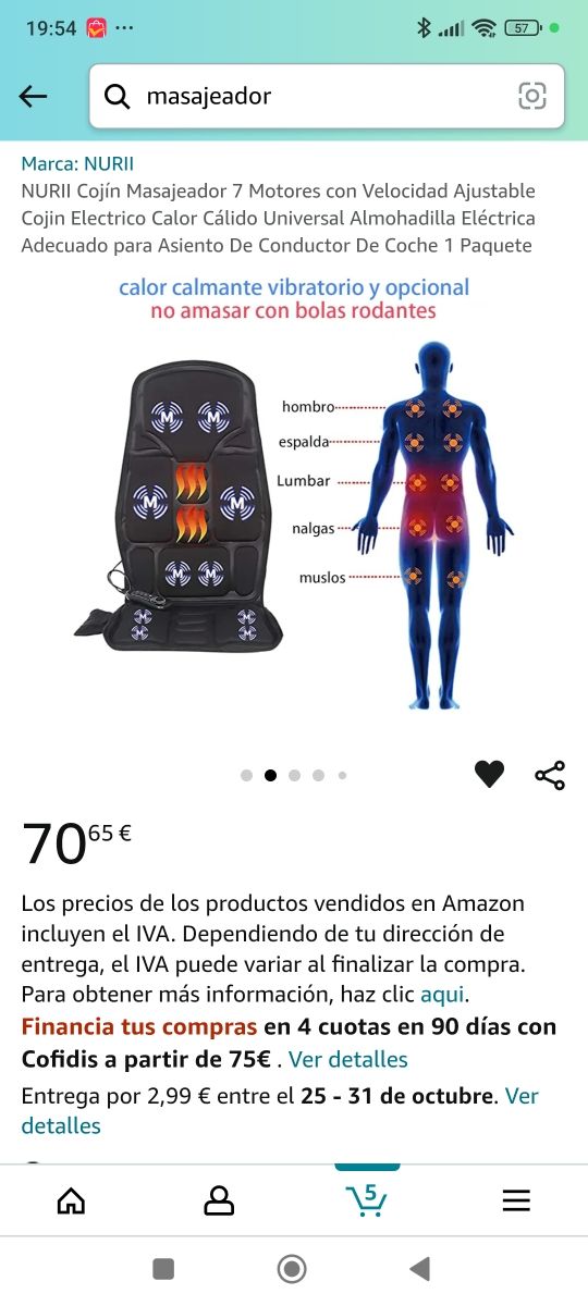 Asiento Masajeador y calefactor