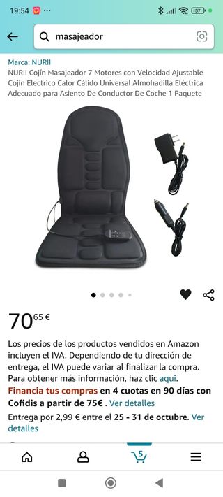 Asiento Masajeador y calefactor