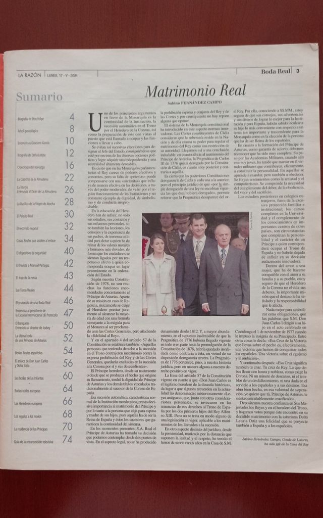 Giornale: Matrimonio reale spagnolo