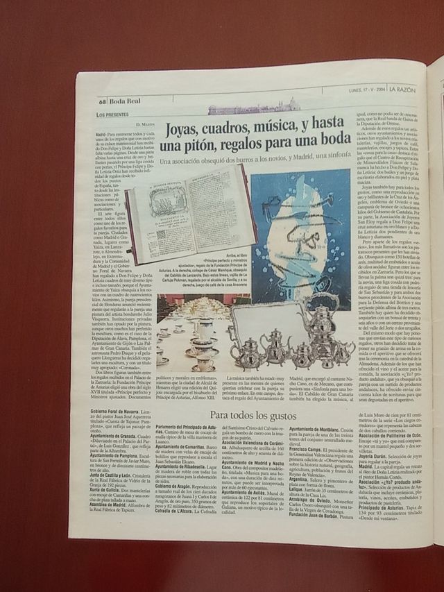 Giornale: Matrimonio reale spagnolo