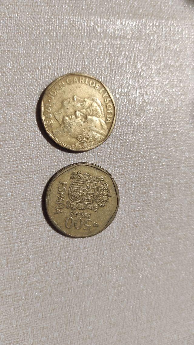 Monedas antiguas de 1,5,25,500 ptas