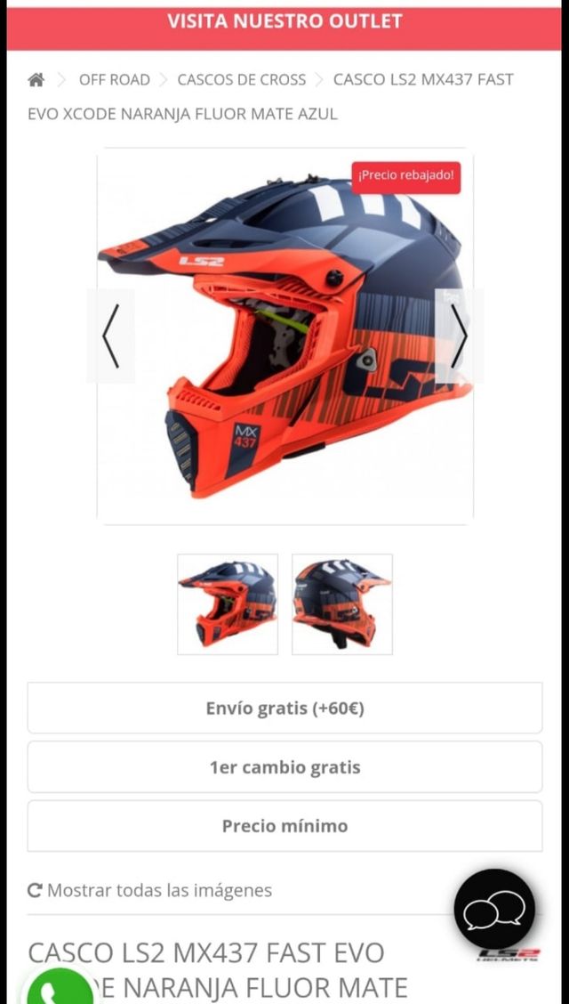 Casco ls2 mx437 motocross ,enduro