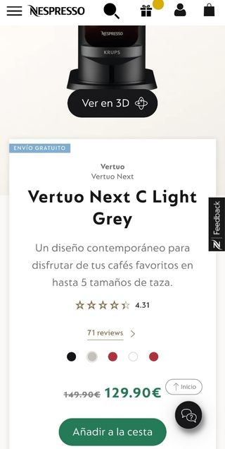 Cafetera Nespresso Vertuo Next