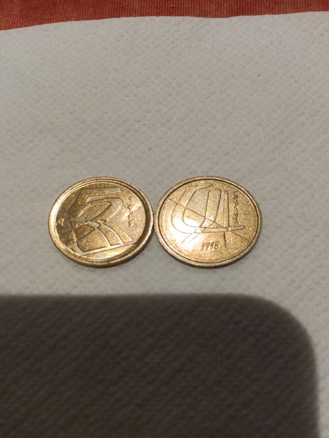 2 monedas 5 pesetas de 1998