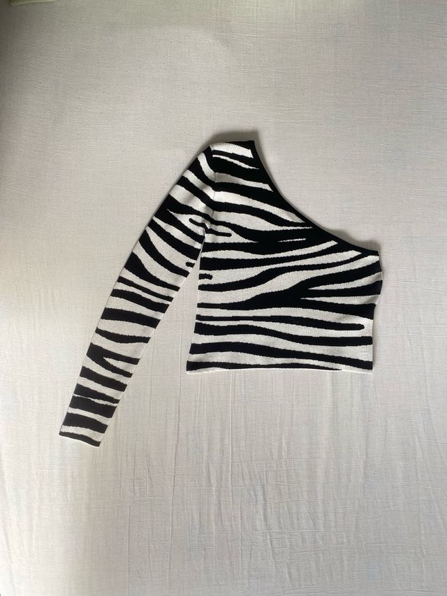 Top asimétrico estampado zebra 🦓