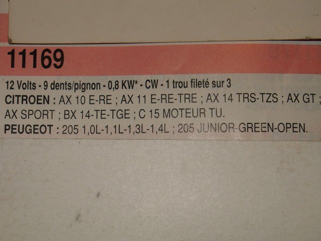 11169 Motor arranque Peugeot y Citroën