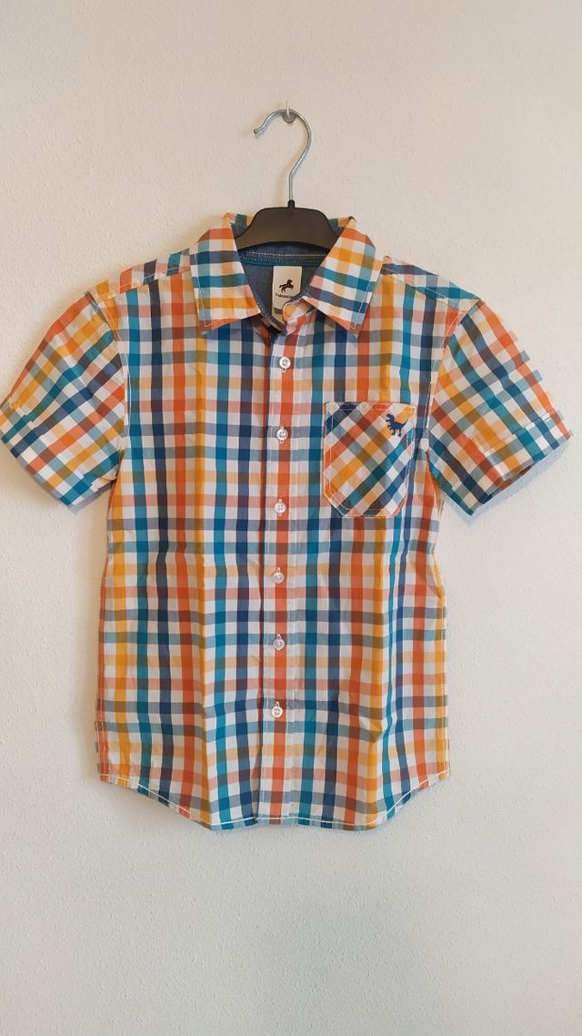 Camisa niño m/c cuadros colorida t122