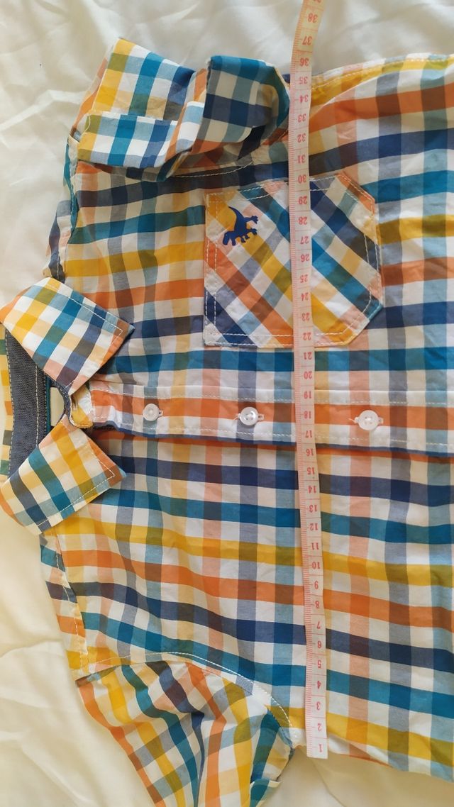 Camisa niño m/c cuadros colorida t122
