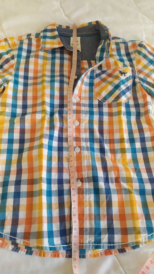 Camisa niño m/c cuadros colorida t122
