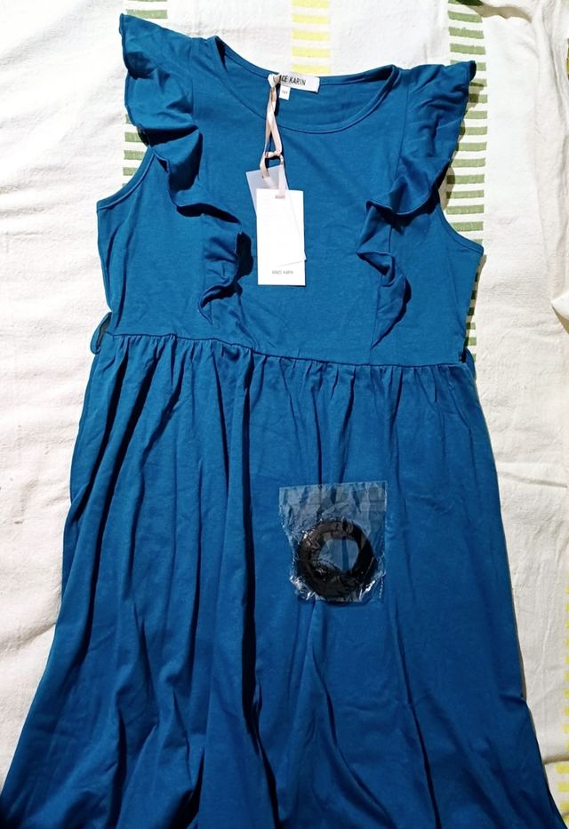 Vestido verde azul teal niña 12 a 14 años