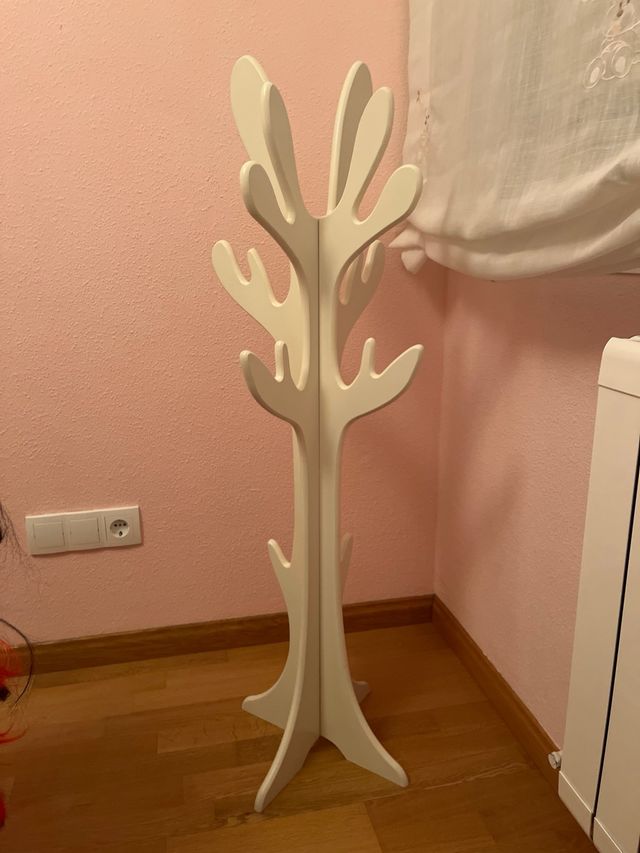 Perchero infantil madera blanco forma arbol