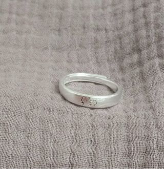 Anillo plata 925 mate aro pareja de gatos