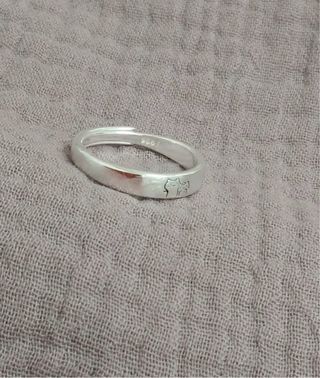 Anillo plata 925 mate aro pareja de gatos