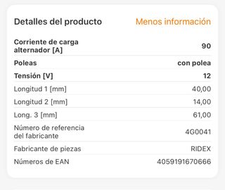 Alternador ridex 4G0041