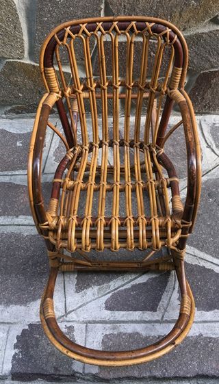 Sedia a dondolo per bambini in Bambù anni 50/60