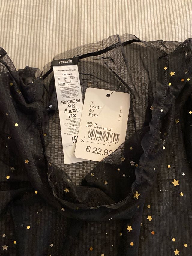 Body negro transparente con estrellitas