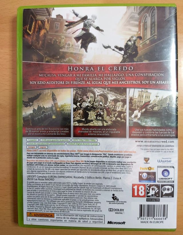 Assassins creed 2 xbox 360 pal españa como nuevo