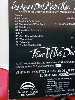 Iron Maiden Mexico 1992 triple lp 3LP