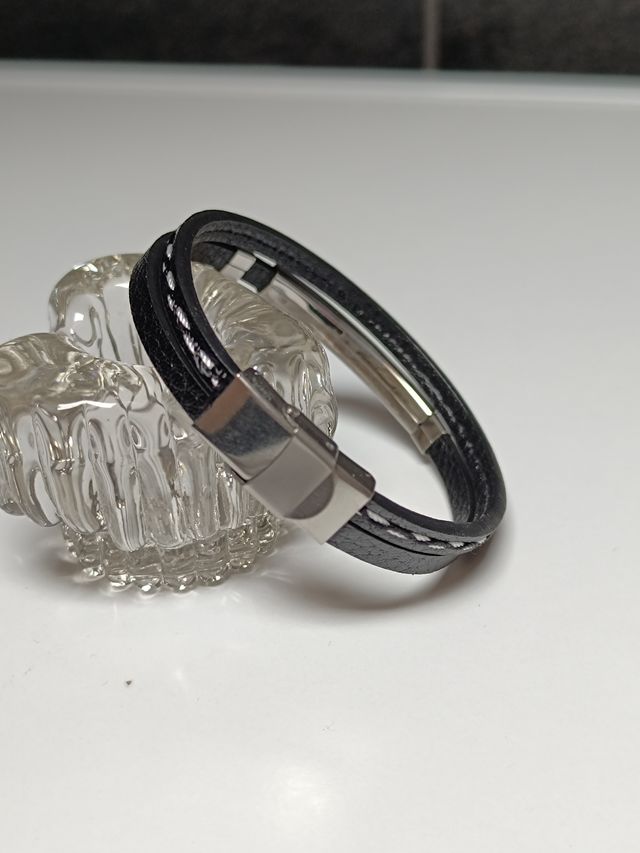 Bracciale pelle acciaio