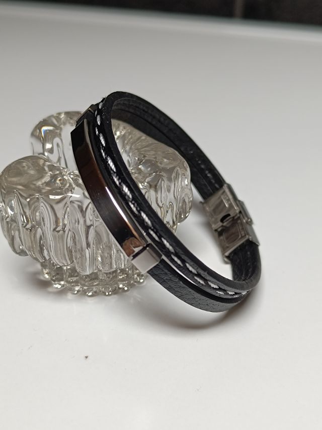 Bracciale pelle acciaio