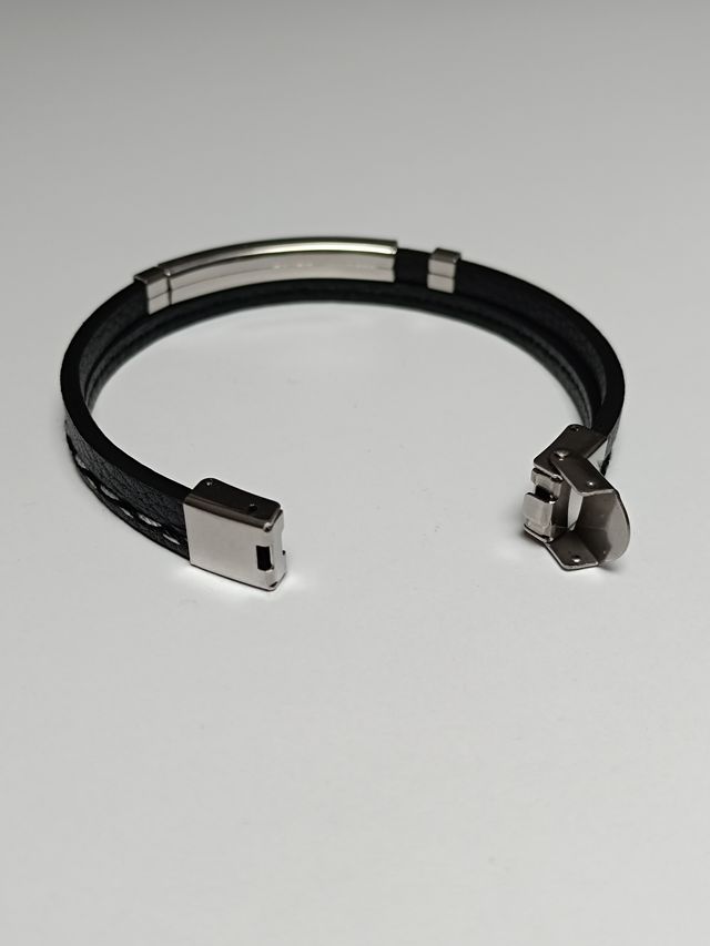 Bracciale pelle acciaio