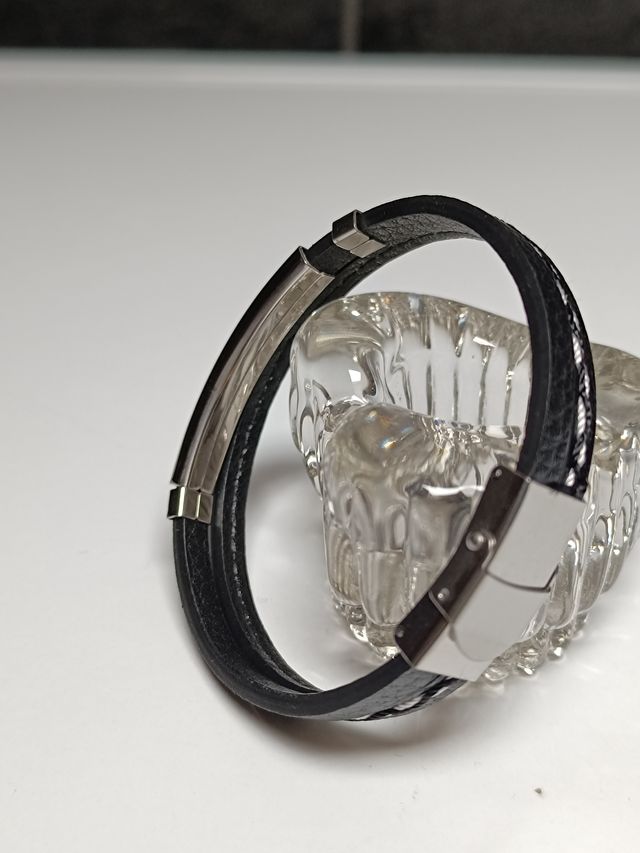 Bracciale pelle acciaio