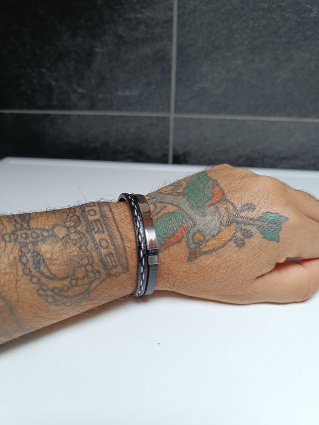 Bracciale pelle acciaio