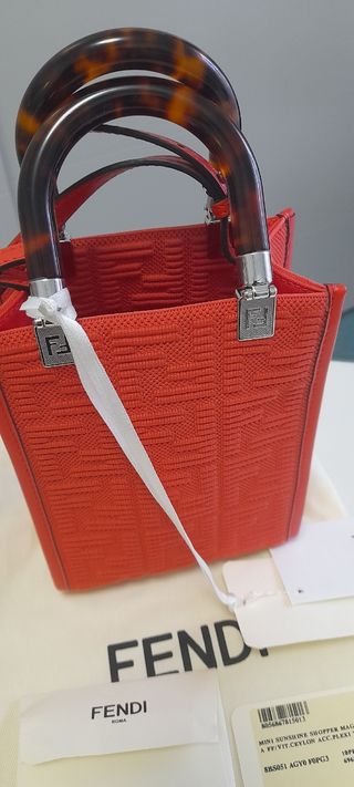 Fendi borsa Kan I in pelle e tessuto