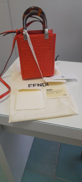 Fendi borsa Kan I in pelle e tessuto