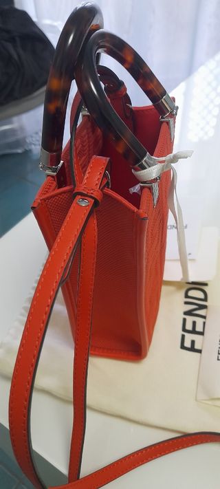 Fendi borsa Kan I in pelle e tessuto