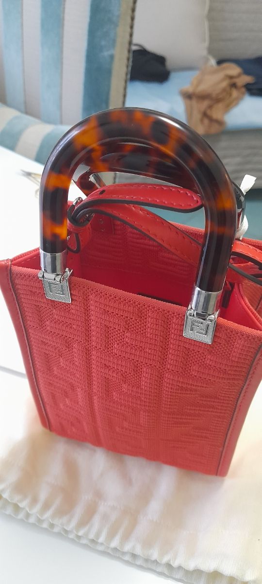 Fendi borsa Kan I in pelle e tessuto