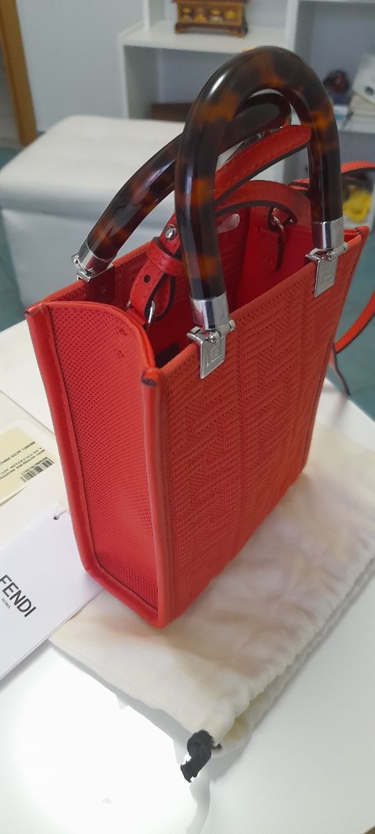 Fendi borsa Kan I in pelle e tessuto