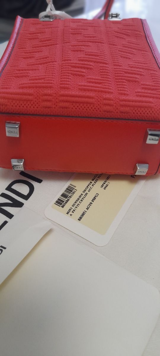 Fendi borsa Kan I in pelle e tessuto