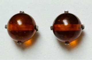 Pendientes bolas de ambar baltico en plata ley 925