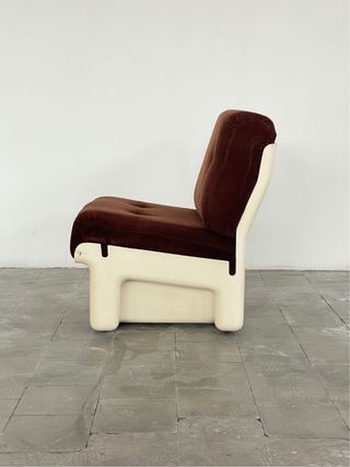 Sillón italiano de fibra y pana - space age 60s