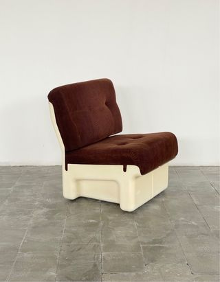 Sillón italiano de fibra y pana - space age 60s