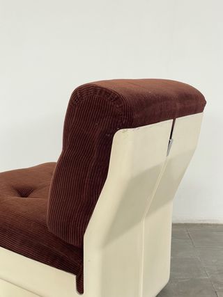 Sillón italiano de fibra y pana - space age 60s