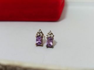 Pendientes amatistas plata y oro