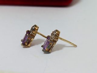 Pendientes amatistas plata y oro