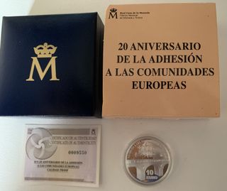 MONEDA XX ANIV. AHDESION CC. EUROPEAS. 10 EUROS.
